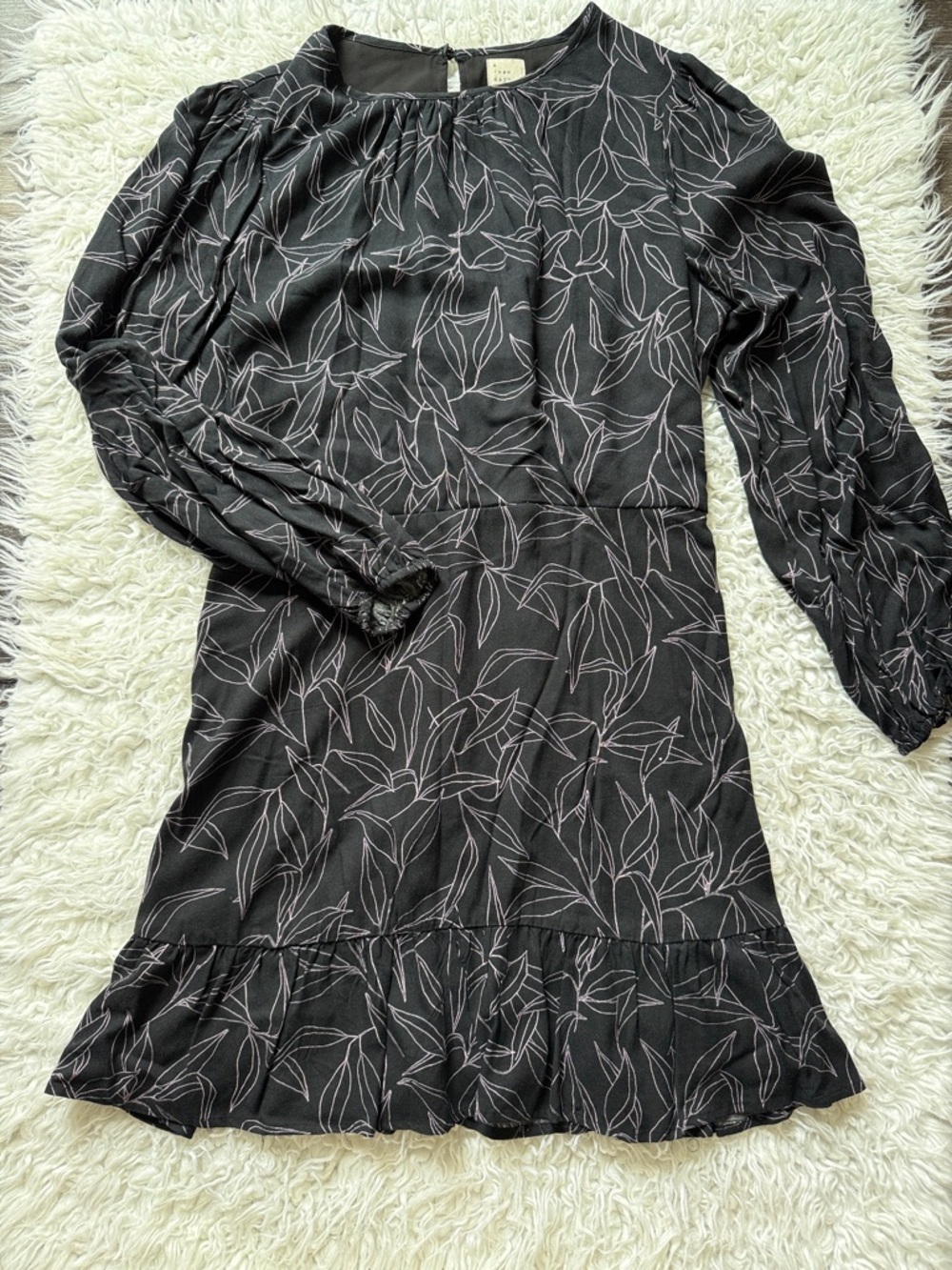 Women’s Floral Print Long Sleeve Ruffle Mini Dress